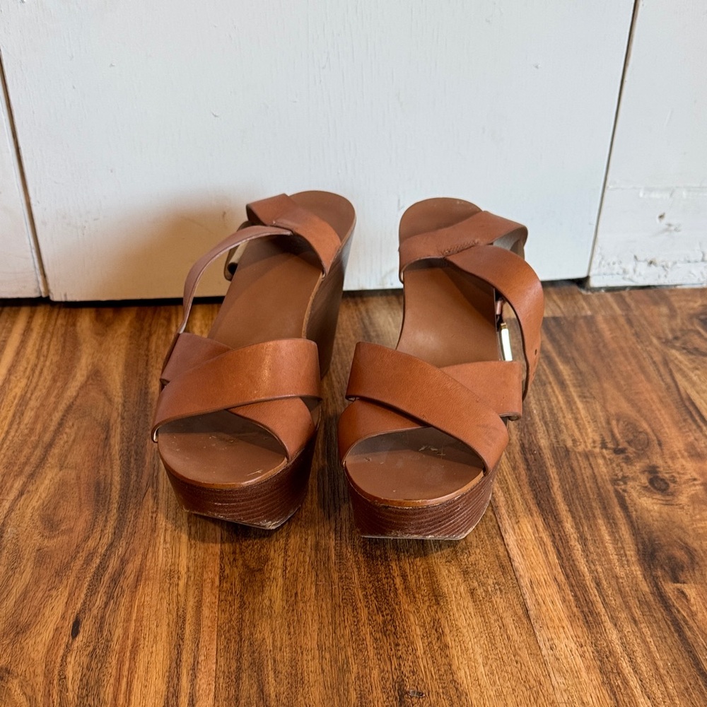 MICHAEL Michael Kors Tan Leather Platform Sandals